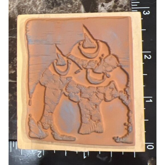 Penny Black Snow Smile Rubber Stamp 3727H Wood-Mounted Penguin Trio - Picture 3 of 6